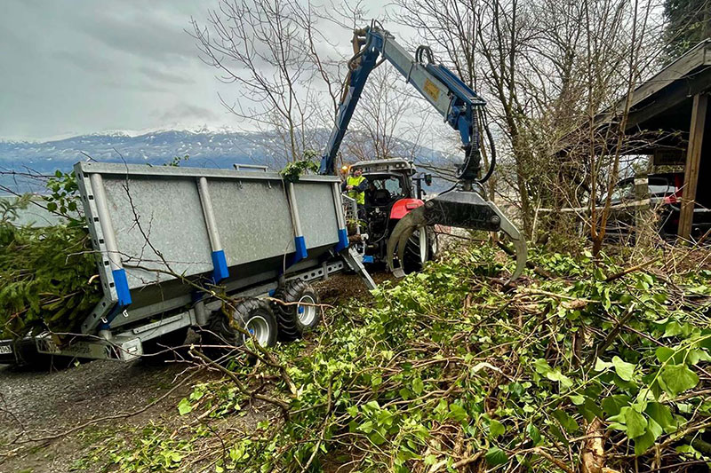 Hausmeisterarbeiten mit Kran